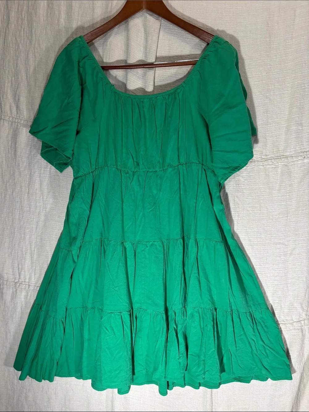 Sonoma Goods For Life Kelly Green Tiered Midi Dress XL Cotton Rayon Blend EUC - Picture 6 of 6